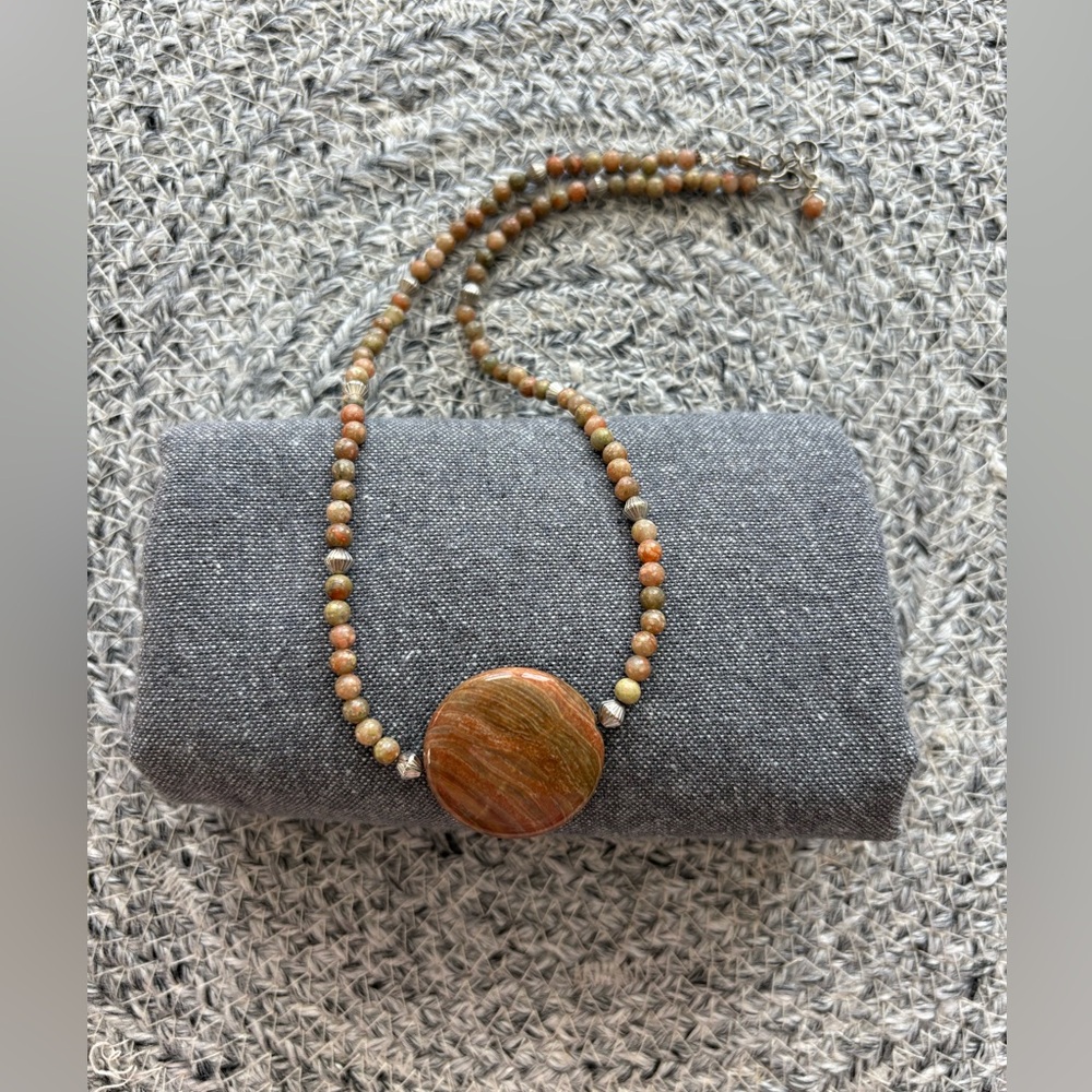 Vintage Unakite Beaded Necklace